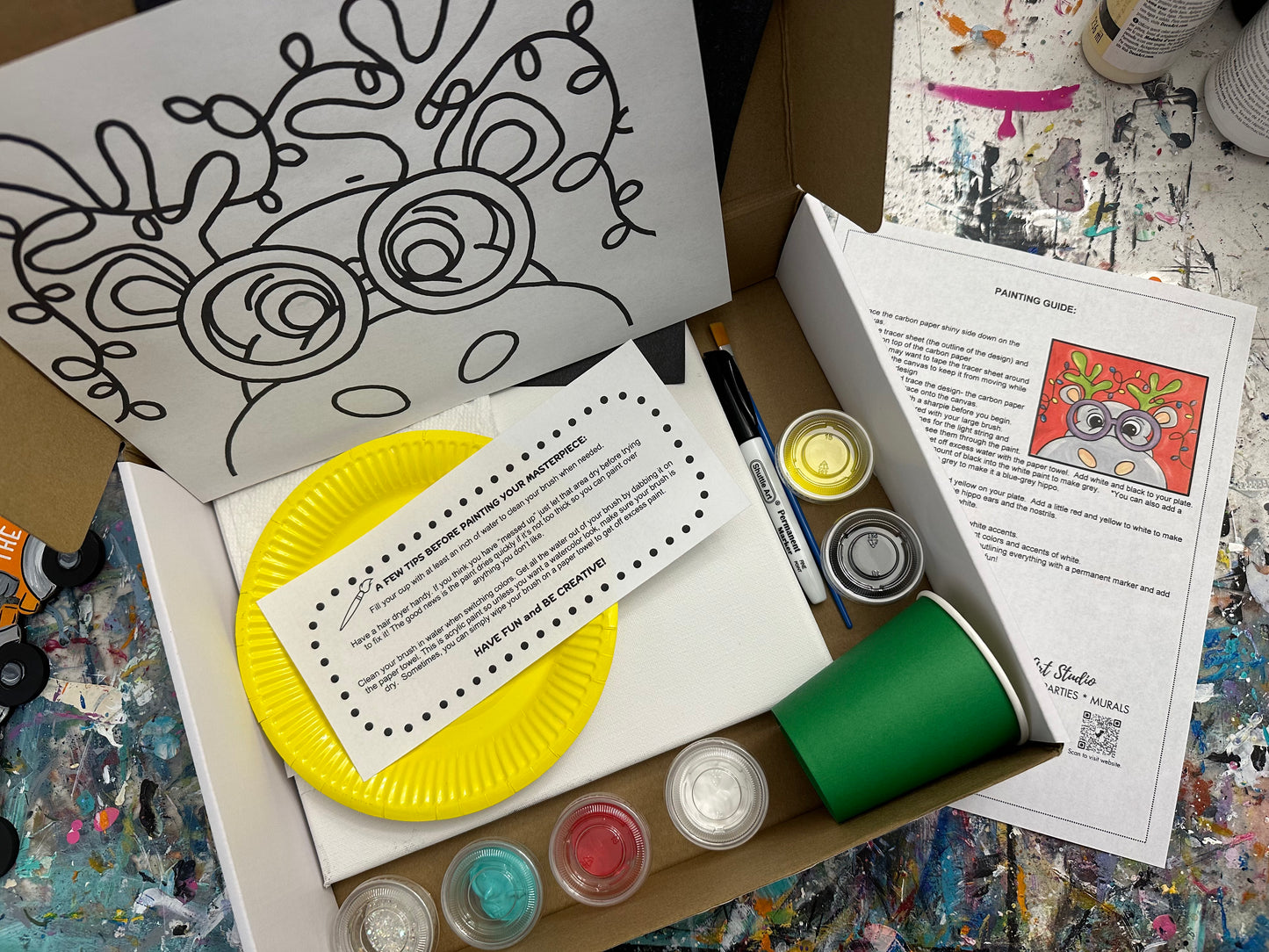 Festive Hippo Art Kit